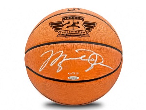 Michael Jordan Autographed Spalding Basketball With 25th Anniversary 1998 Championship Laser Engraved Logo
